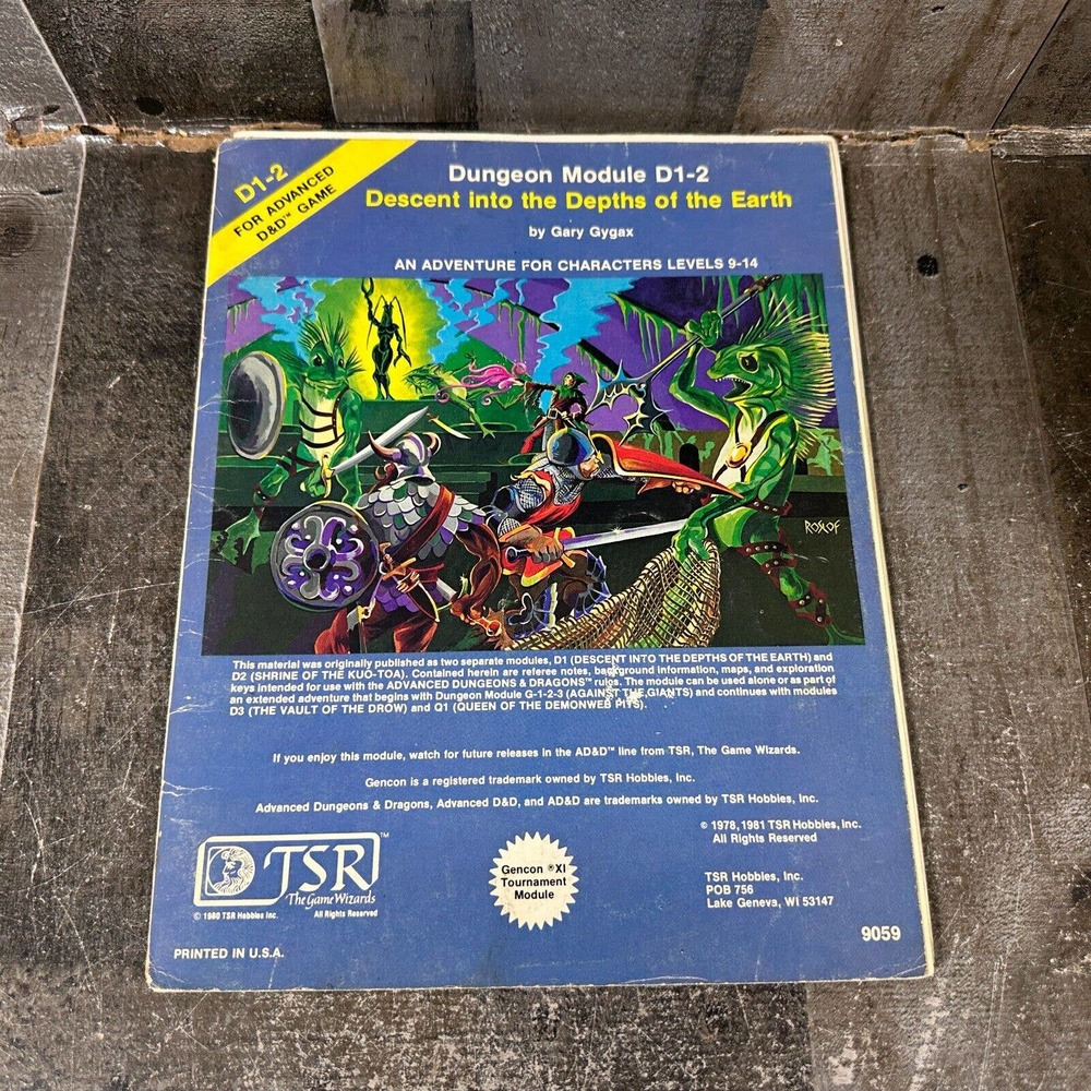 D1-2 - DESCENT INTO THE DEPTHS OF THE EARTH DUNGEONS‎ DRAGONS 1981 Tsr Dungeons
